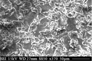 SEM photograph of wire EDMed surface in case-2 condition.