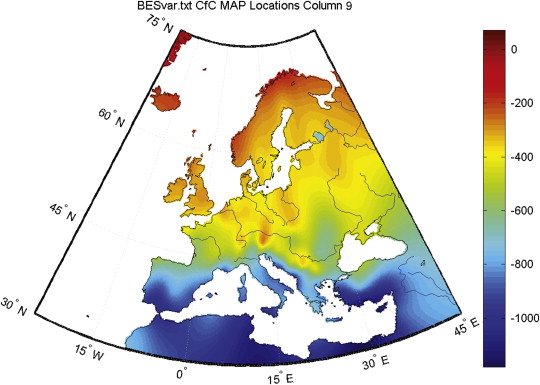 Mean annual cooling power [W] of the Bestest case 600 building.