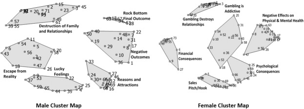 Cluster maps by gender.