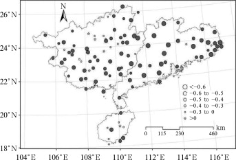 Distribution of correlation coefficients between annual sunshine duration and ...