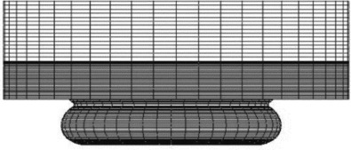Computational grid of the combustion chamber used for the CFD study.