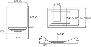 Estufa solar 1 (ES-1). Acotación: mm.