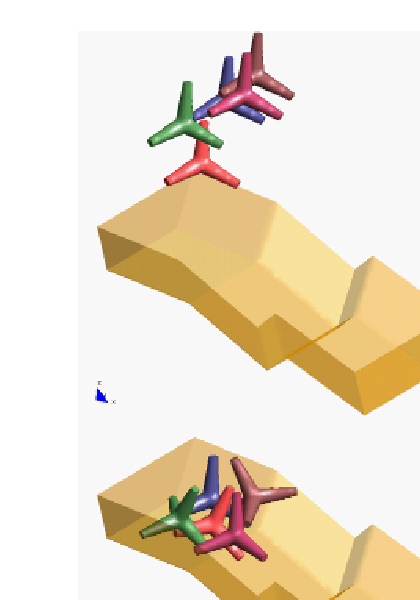 Motion of five tetrapods on an inclined plane