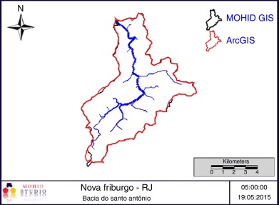 Polígono delimitador da bacia do rio Santo Antônio construído pela interface ...