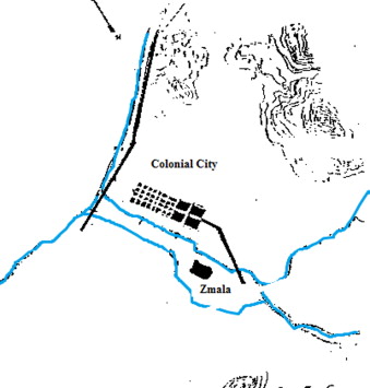 Batna in 1923: Two distinct areas.