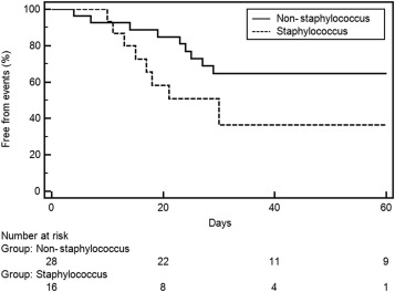 Proportion of infective endocarditis patients with and without staphylococcus ...