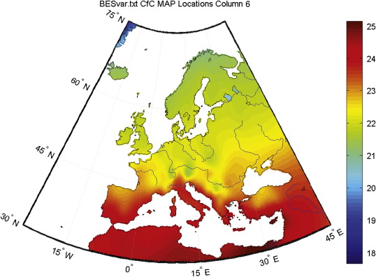 Mean annual indoor air temperature [°C] of the Bestest case 600 building.