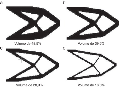 Diversas topologias ótimas obtidas para o SESO, impondo restrição de volume – ...