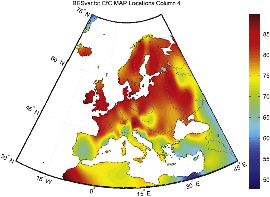Mean annual external relative humidity [%].