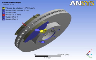 Boundary conditions and loading imposed on the disc–pad interface.