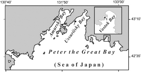 Map of the study area and the positions of the sampling sites.