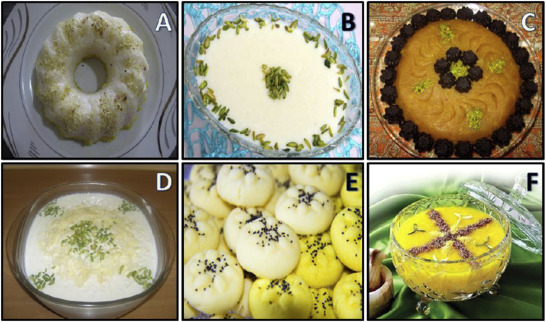 Some types of traditional rice-based sweets and desserts. (A) Digcheh. (B) Rice ...