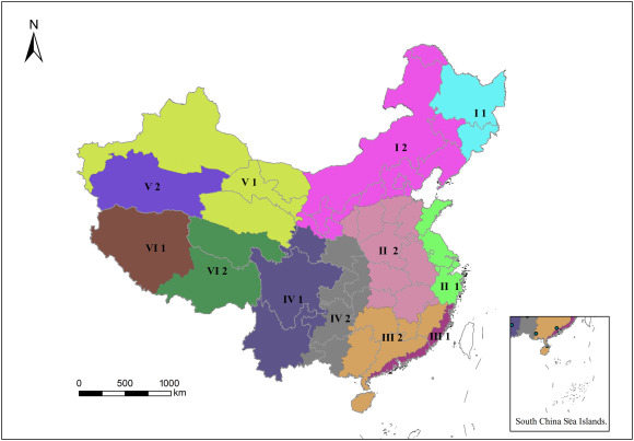 Level-II regionalization wind speed in China (1961–2012). I 1: Lesser ...