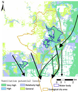 Suggested ventilation corridors for the regions surrounding the Yanqi Lake ...