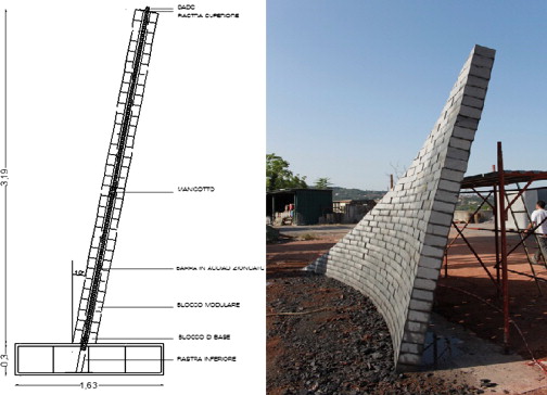 Section and view of the stone sail.