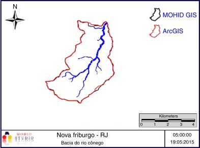 Polígono delimitador da bacia do rio Cônego construído pela interface MOHID GIS ...