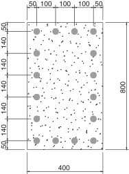 Seção de concreto armado (dados em mm).
