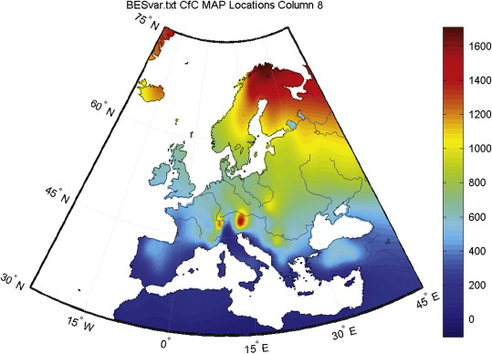 Mean annual heating power [W] of the Bestest case 600 building.