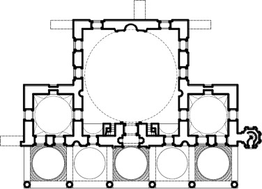 Earring layout (pendentive layout); Hatuniye Mosque.