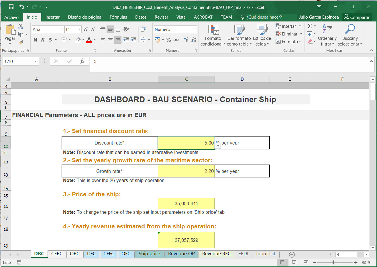 D8.2 Cost Benefit Analysis Tool of the Container Ship