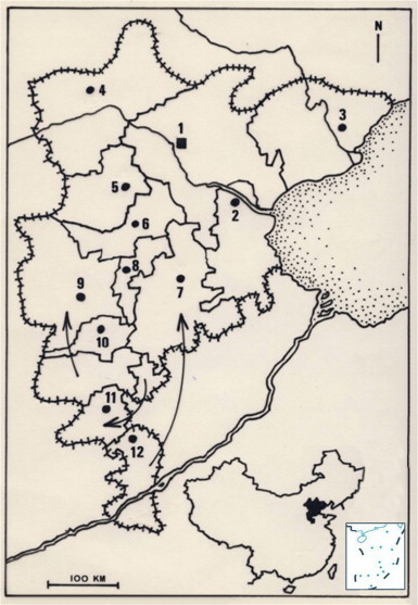 Map of the Catholic church provinces or vicariates apostolic in former Hebei ...