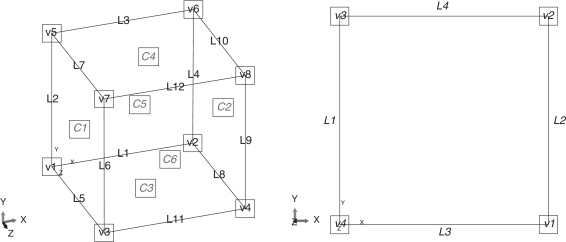 Identificación de caras, aristas y vértices de la celda tridimensional y de ...