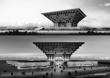 Computer-generated renderings of China Pavilion.