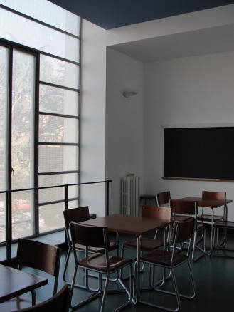The metal and glass canopy placed to protect the skylight from water ...