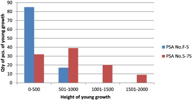 Distribution of the height of Ajan spruce young growth in two permanent study ...