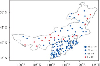 Spatial distributions of trends in annual precipitation over North China during ...