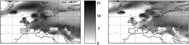 Pan-European maps of average yearly freezing events in 30 years period 1961–1990 ...