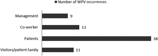 Frequency distributions of the sources of workplace violence (WPV) occurrences.