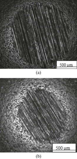 Optical micrograph of ball counter-face for (a) uncoated substrate and (b) ...