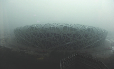 Beijing National Stadium (Birds Nest) on a smog day. Available from: ...