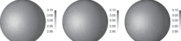 Tracción adimensional τ1 sobre la superficie de la esfera unitaria usando HBEM, ...