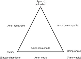 Teoría triangular de amor de Sternberg (1986, 2000, p. 17).