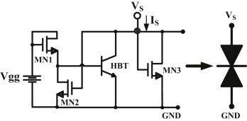 Circuit configuration of a MOS-HBT-NDR circuit.