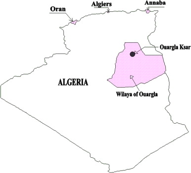 Location of the wilaya of Ouargla, Algeria.