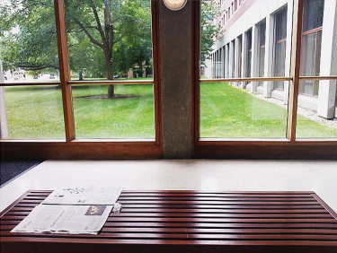 View towards courtyard in Student Amenities Building, MIT.