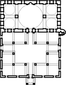 Courtyard dome layout; Guzelce Hassan Bey Mosque.