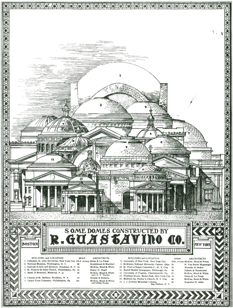 A pamphlet showing famous domed buildings constructed by the Guastavino Company.