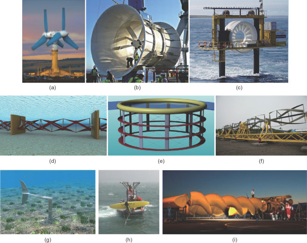 Examples of tidal and ocean current devices. (a) Atlantis AK1000 axial-flow ...