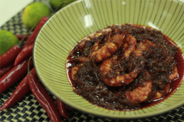 Sambal udang (prawn chilli paste). Sambal is a typical Malaysian dish. It is a ...