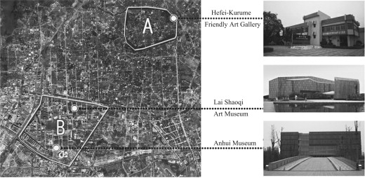 Geographic locations of the foregoing Buildings. (a) Old Urban of Hefei and (b) ...