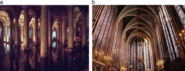 (a) Column forest in the Basilica Cistern in Istanbul constructed during the ...