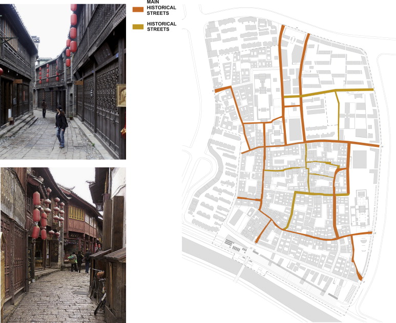 The main historical streets in Wuhu, and some images of existing streets in the ...