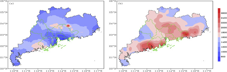 Spatial distribution of annual precipitation over Guangdong province for ...