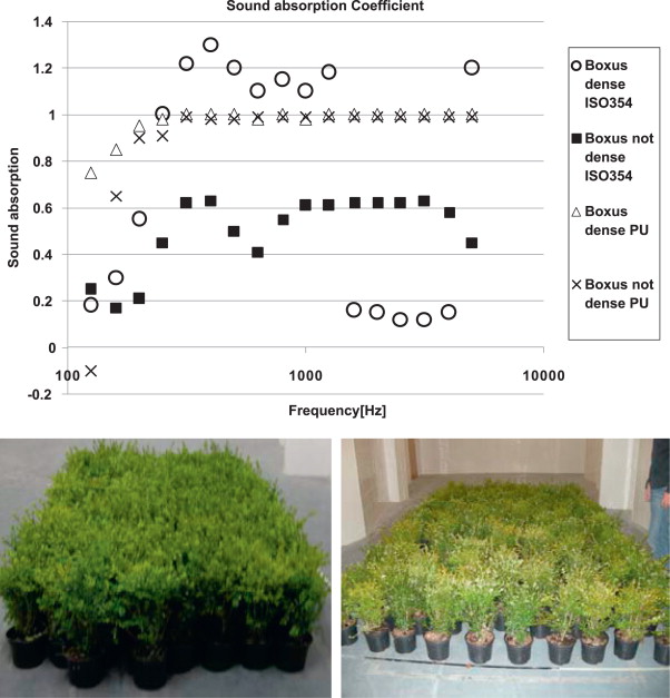 Absorption coefficient of the two samples of Buxus plants measured according to ...