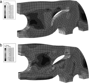 Configuraciones deformadas con los contornos de la tensión equivalente de von ...