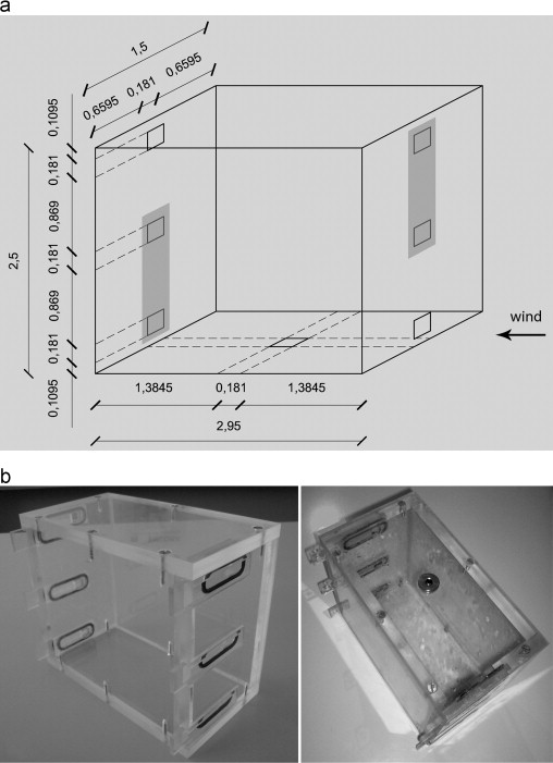(a) Dimensions of the building form (three-dimensional space), (b) Experimental ...